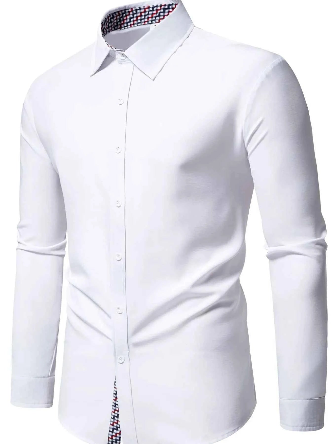 Men's Button-Down Shirt with Checkered Contrast Trim